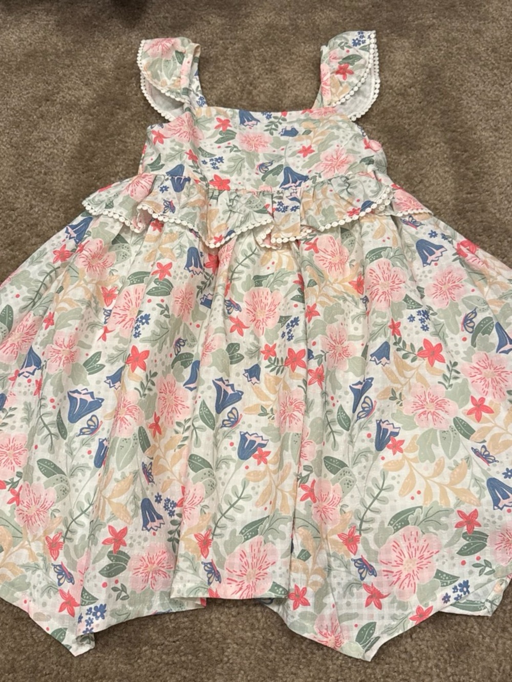 Tommy Bahama Girls' Floral Ruffle Dress - Pink, Blue & Green